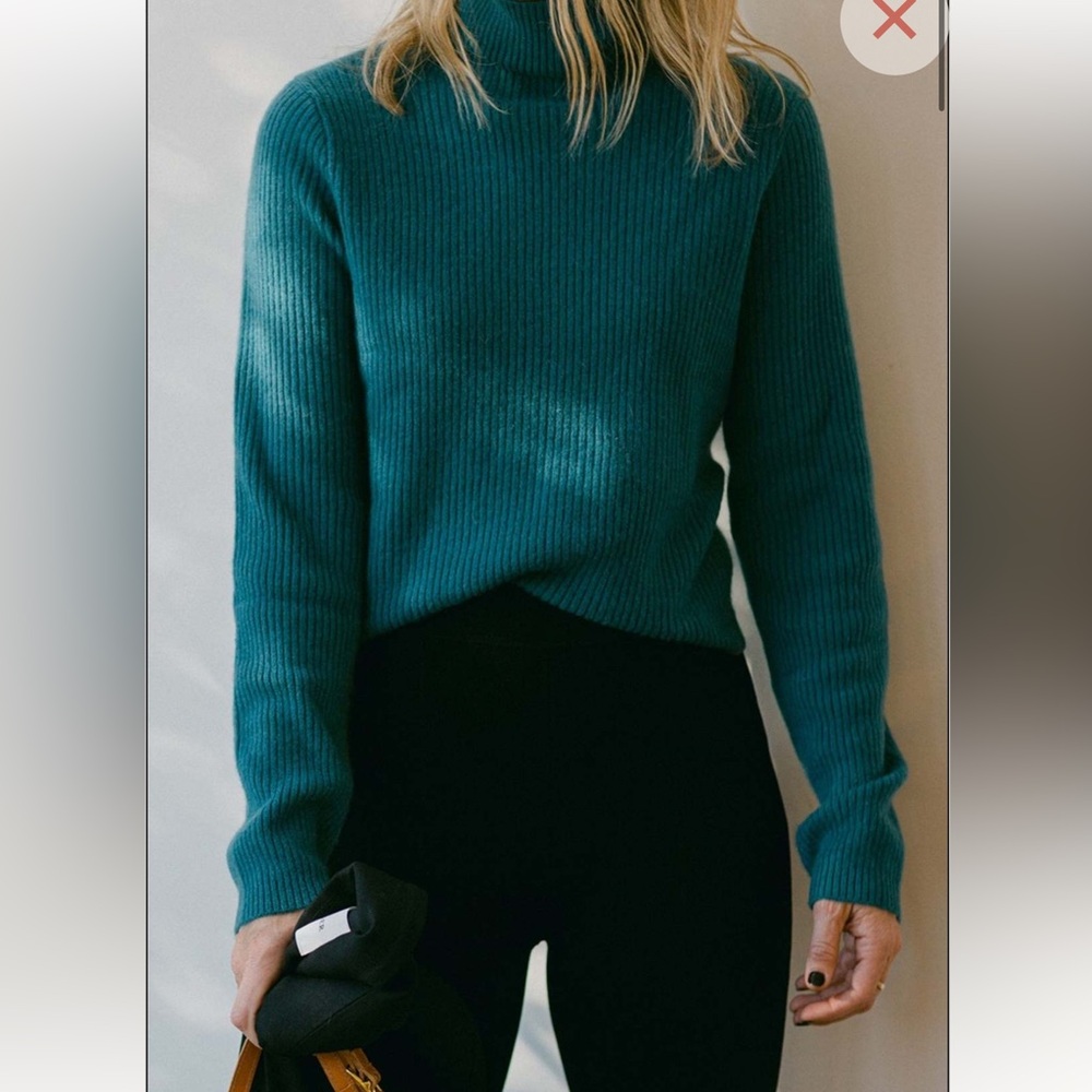 Teal Ribbed Knit Women's Sweater